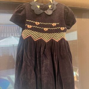 Laura Ashley Velvet Dress with Embroidered Details